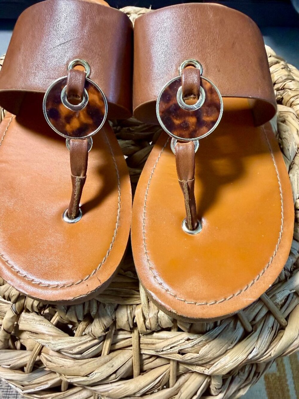 Aldo Dreamer Sandal Leather Circular Tortiseshell Pattern Size 11
